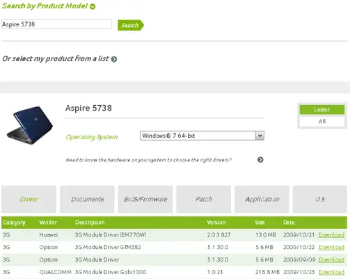 acer laptop driver download